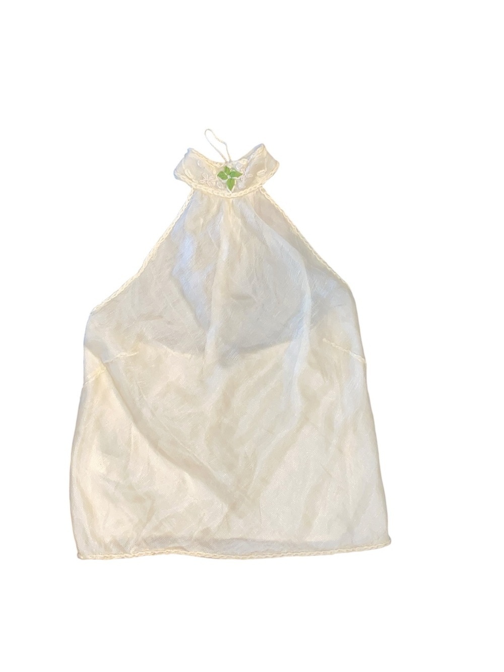 vintage Y2k Max Studio halter mock neck top cream sheer overlay Linen Resortwear - Picture 12 of 16